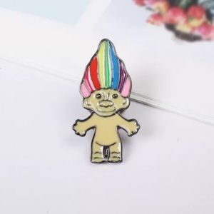 Rainbow Hair Troll Doll Enamel Pin